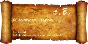 Alexander Barna névjegykártya