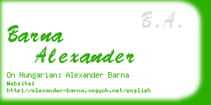 barna alexander business card